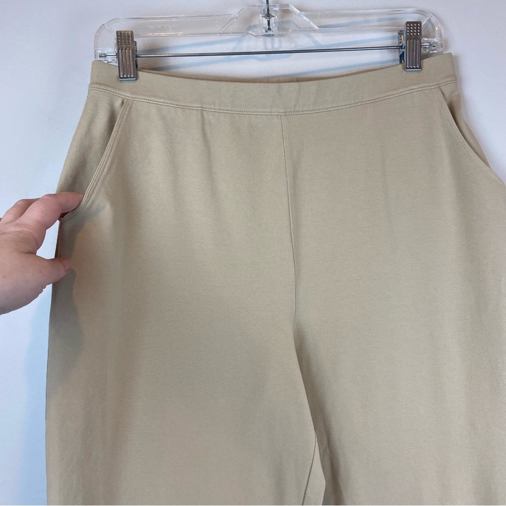 L.L. Bean tan Leggings Women’s Size Medium Cotton Pockets Wide Leg - Picture 6 of 7
